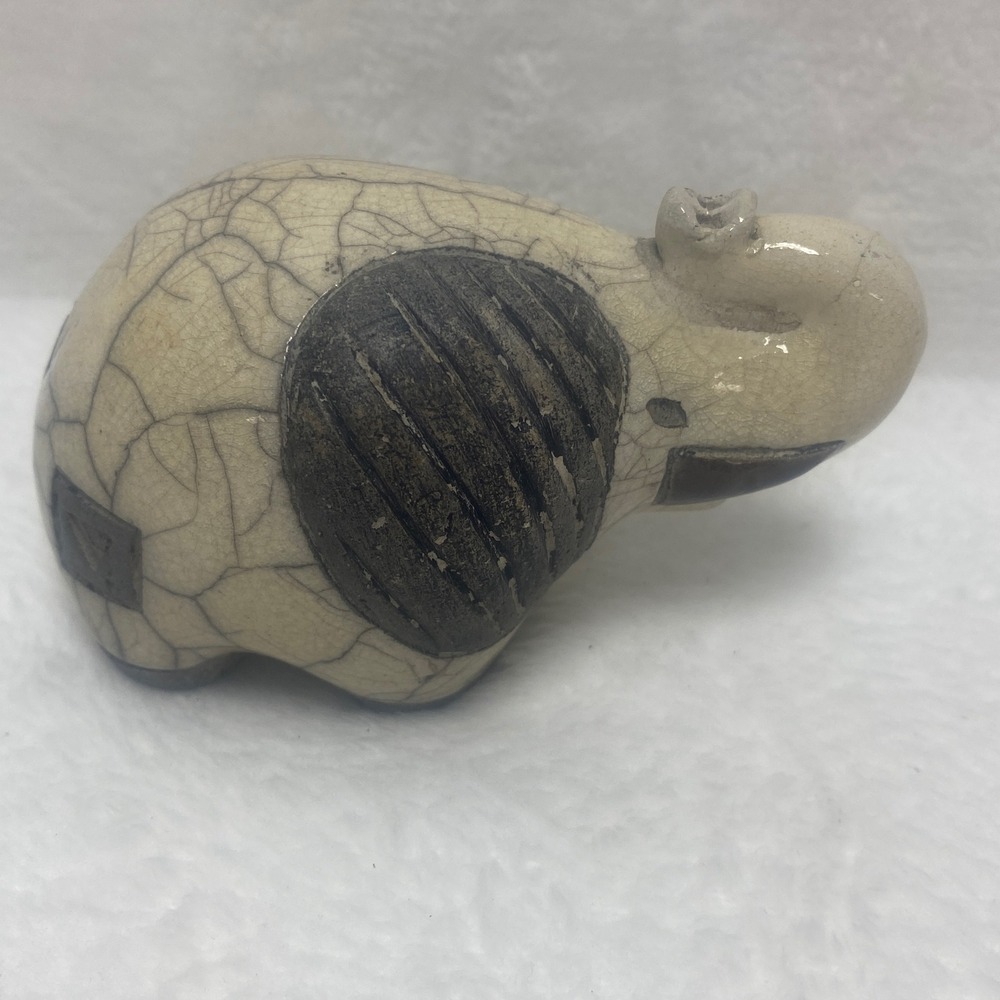 South African Raku Elephant Handmade Ceramic Elephant Collectible Crackle Glaze - Picture 5 of 15
